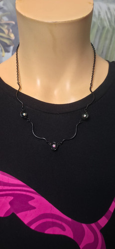 Kette schwarz rosen strass - kette,