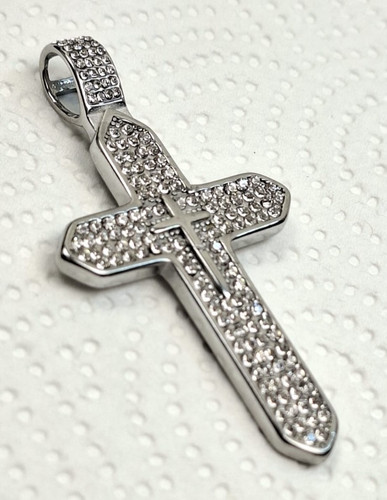 Edelstahl kreuz anhänger iced - kreuz,