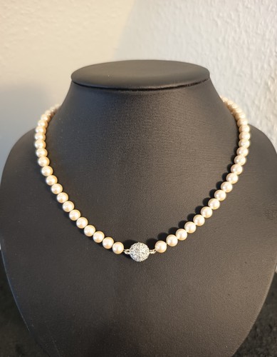Kunstperlkette mit strass - kunstperlkette,