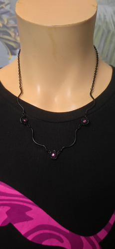 Kette schwarz rosen strass - kette,
