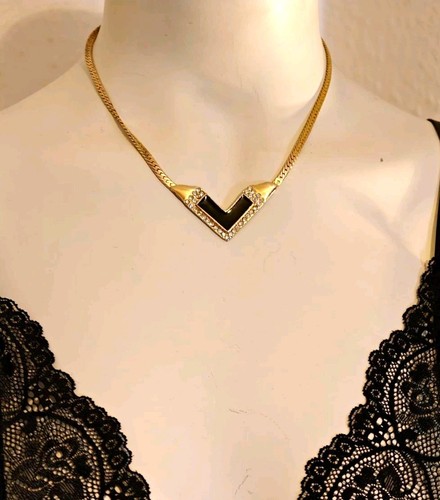 Vintage halskette schwarz - vintage, schwarz/gold