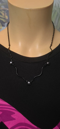 Kette schwarz rosen strass - rosen,
