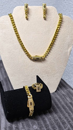 Goldfarbenes strass schmuckset - goldfarbenes,