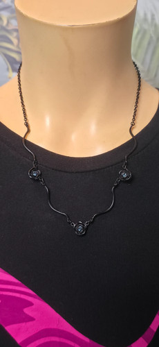 Kette schwarz rosen - schwarz, strass