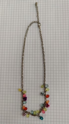 Kette silber bunt strasssteine - kette,
