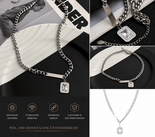 Unisex panzerkette mit strass - panzerkette,