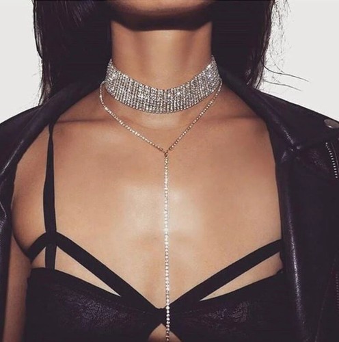 Kristall strass halsband - kristall,