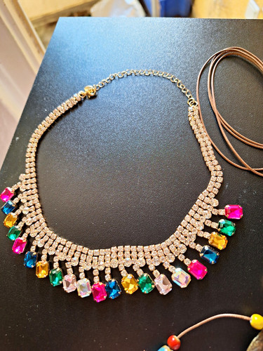 Kragen strass halskette silber - halskette,