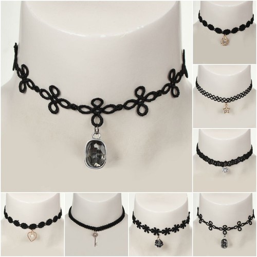 Gothic samthalsband strass - gothic,