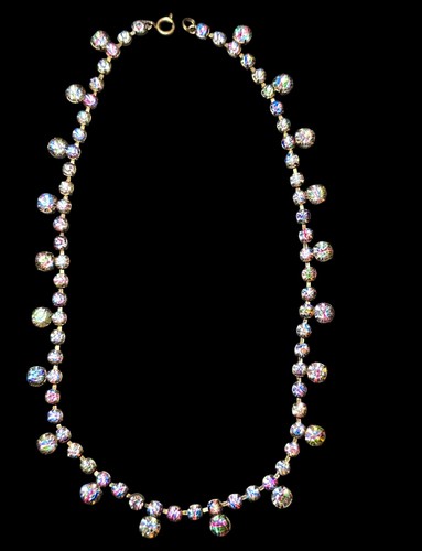 Vintage iris glass necklace - vintage,