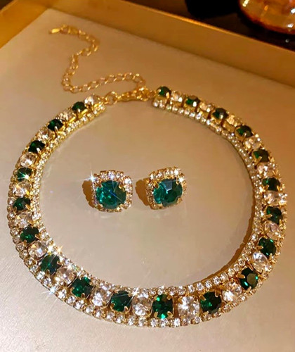 Strass schmuckset versilbert - strass,
