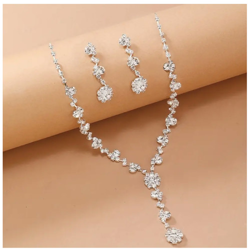 Halskette silber strass - ,