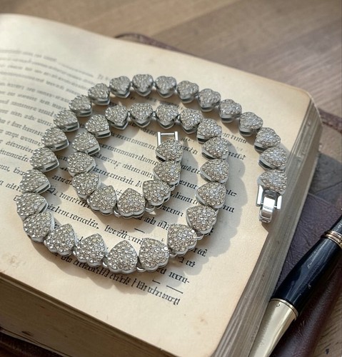 Collier strass silberfarben - collier,