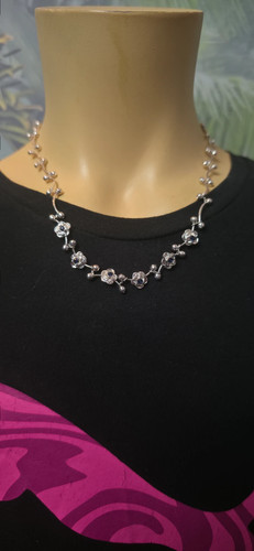 Kette silber rosen - rosen, strass