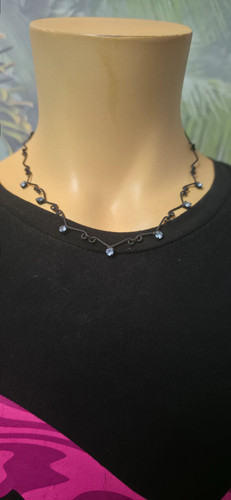 Kette schwarz strass damen - kette,