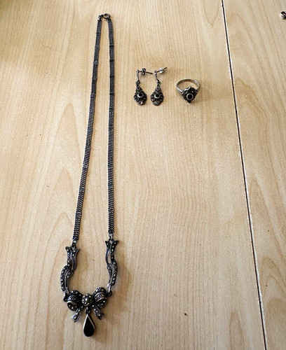 Schmuckset silber schwarz - schmuckset, silber/schwarz