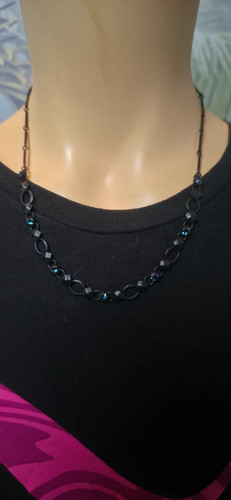 Kette schwarz strass damen - schwarz,