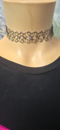 Tattoo choker schwarz damen - schwarz,