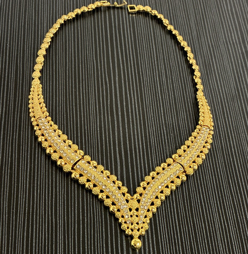 Goldfarbene strass halskette - goldfarbene,