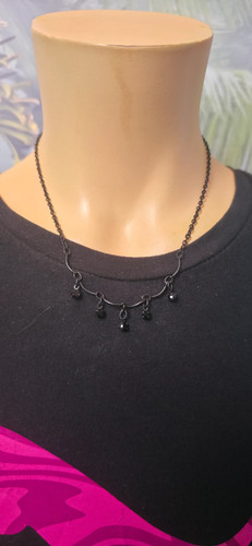 Kette schwarz strass damen - kette,