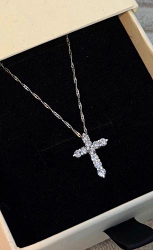 Goldene halskette mit kreuz - goldene,