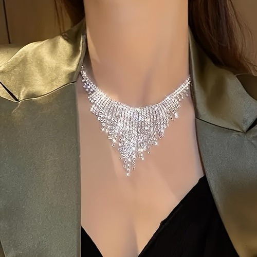 Collier silber mit - mit, strass.