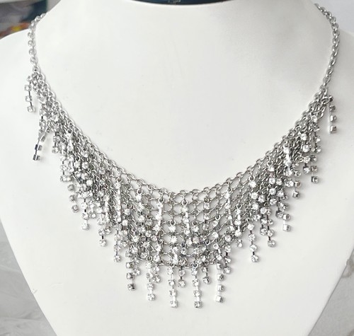 Halskette silber strass - ,