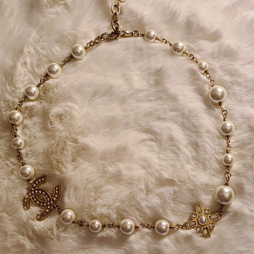 Chanel halskette gold - chanel, gold/weiß